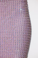 Embellished Extreme Cowl Neck Halter Mini Dress in Lilac