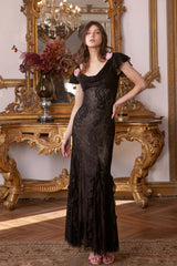 Chloe Rosette Mesh Gown Dress