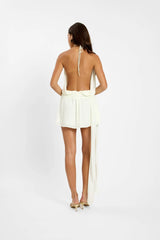 Drape Backless Mini Dress | White