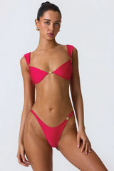 Embellished Bikini Top in Raspberry Pink
