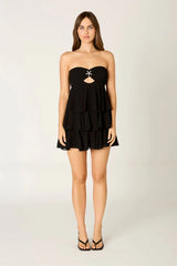 Chiffon Strapless Mini Dress