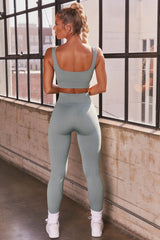 Ribbed Full Length Leggings in Teal