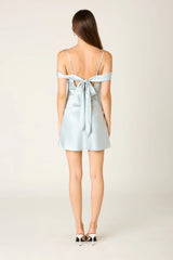 Satin Off The Shoulder Mini Dress