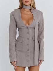 Vyorix REHNEE BLAZER GREY PINSTRIPE