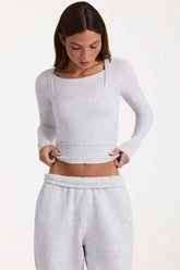Modal Layered Top in Grey Marl