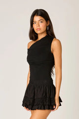 Eyelet Ruffle Mini Skirt