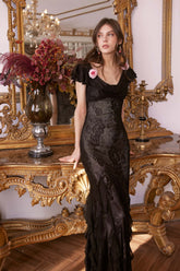 Chloe Rosette Mesh Gown Dress