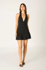 Polka Dot Halter Mini Dress