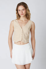 Linen Cropped Vest