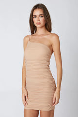 Asymmetrical Mesh Bodycon Dress