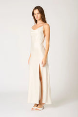 Cowl Neck High Slit Gown