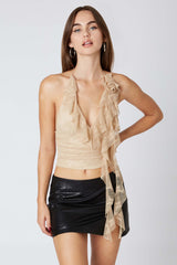 Lace Ruffle Halter Top