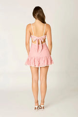 Contrast Trim Lace Mini Dress