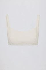 Soft Active Seam-Detail Sports Bra in Cream