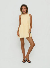 Dreamboat Pleated Mini Dress Yellow