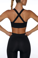 Cross Back Sports Bra in Black