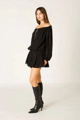 Chiffon Off-The-Shoulder Mini Dress