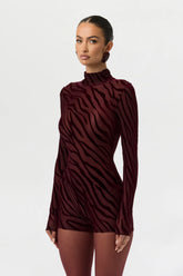 Burnout Print Turtleneck Romper