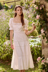 Selene Cotton Embroidery Lace Midi Dress
