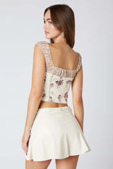 Puff Sleeve Satin Corset