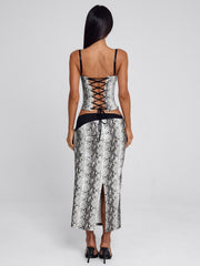 Vyorix RAVELLE MIDI SKIRT SILVER SNAKE