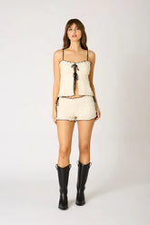 Ruffle Tie Smocked Top
