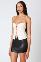 Satin Lace-Up Top