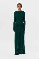 Naked Mock Neck Drape Tie Dress