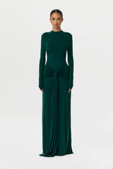 Naked Mock Neck Drape Tie Dress