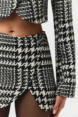 Houndstooth Plaid Cropped Blazer