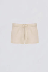 Brushed Jersey Elasticated Mini Shorts in Ecru