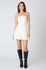 Strapless Faux Leather Mini Dress