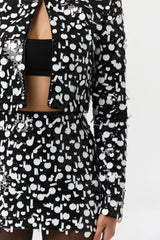 Geometric Sequin Cropped Jacket