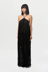 Lace Halter Open Back Dress