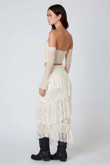 Lace Midi Tiered Skirt