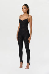Stretch Lace Stirrup Jumpsuit