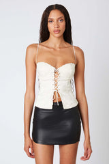Satin Lace-Up Top