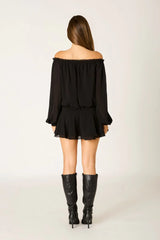 Chiffon Off-The-Shoulder Mini Dress