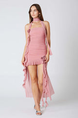 Rosette Frill Mini Dress