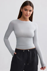 Sheer Long-Sleeve Top in Ice Grey