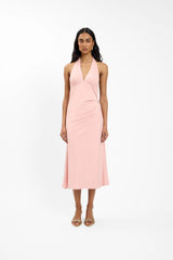 Pleated Backless Halter Dress | Musk