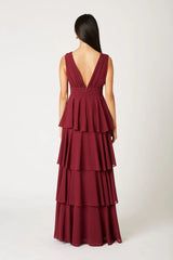 Plunging Tiered Gown
