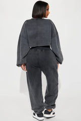 Feeling Good Fleece Jogger Set - Charcoal