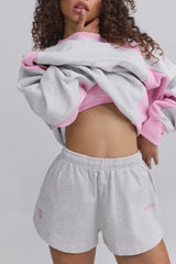 Soft Cotton Jersey Elasticated Mini Shorts in Grey Marl