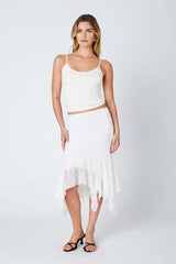 Lace Ruffle Midi Skirt