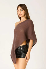 Asymmetric Sheer Knit Poncho