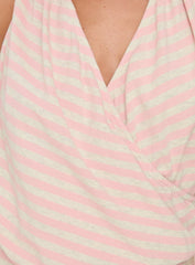 Joelie Halter Draped Mini Dress Pink / Grey Stripe