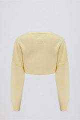 Ribbed-Knit Cropped Shrug in Lemon