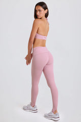 Foldover Mid-Rise Stirrup Leggings in Mauve