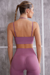 Aligned - Scoop Neck Sports Bra in Mauve